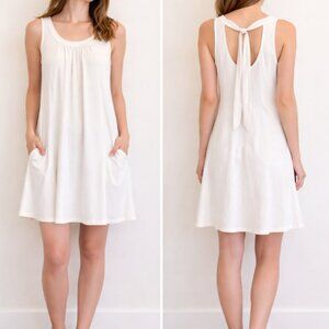 Pegasus Cream Linen Blend Sun Dress, Women's Size M